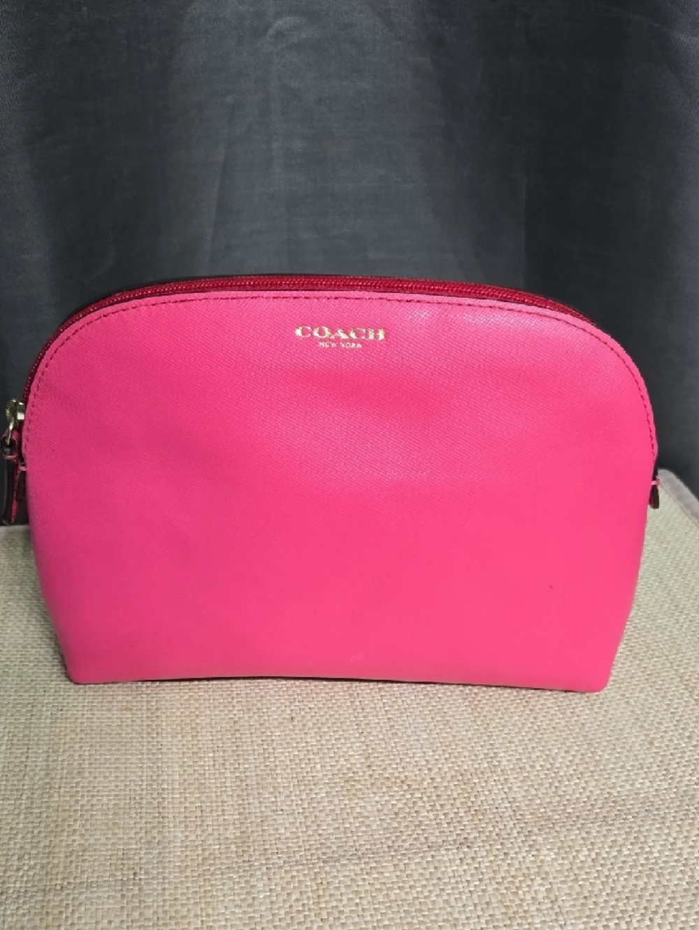 Coach Hot Pink Saffiano Cosmetic Bag - Picture 9 of 9
